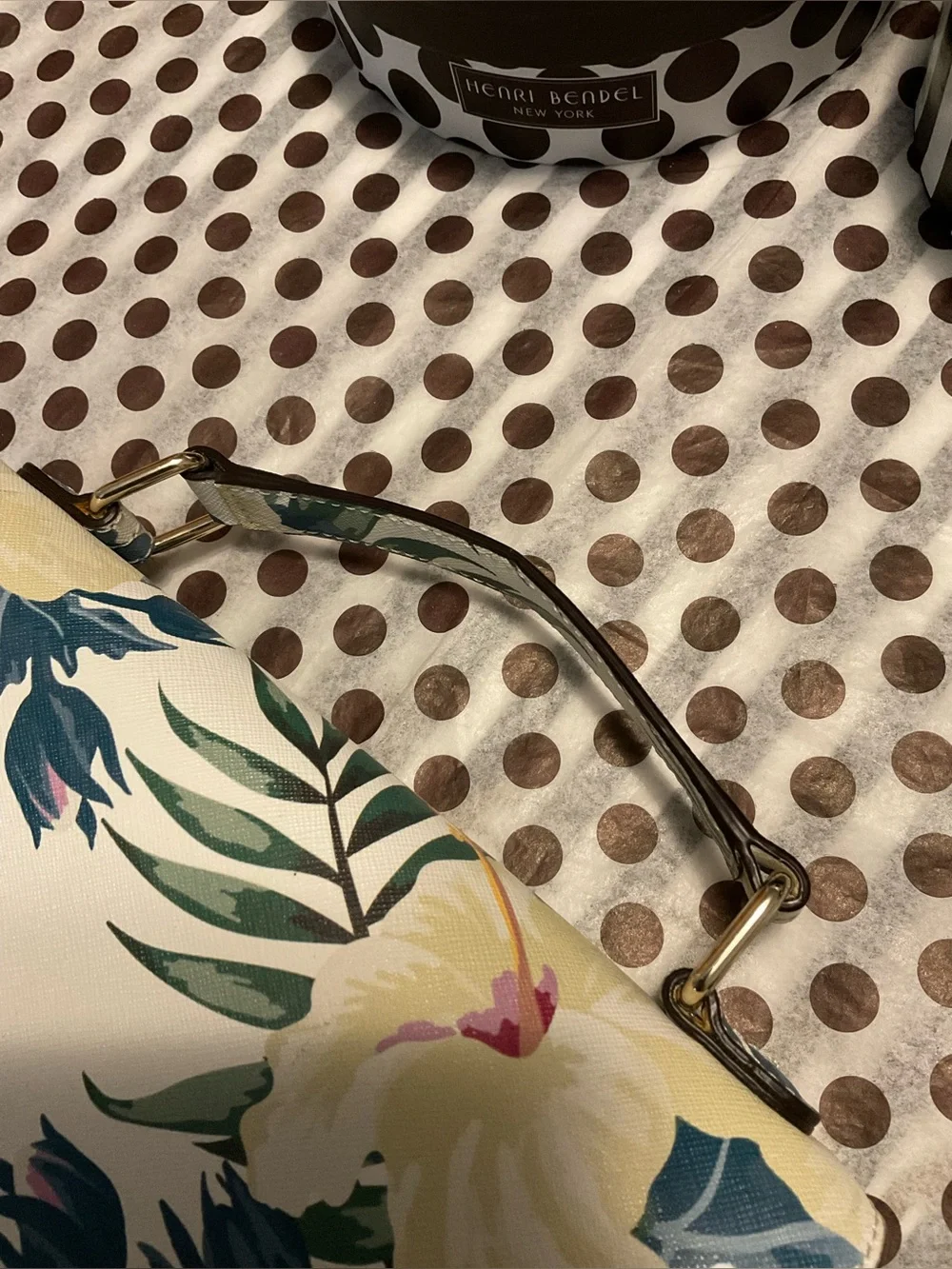 EUC Henri Bendel West 57th Schoolbag in Tropical Floral Print w Dust Bag